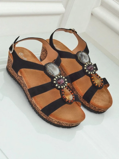 Royalfashion Sieviešu platformenes sandales ar akmeņiem Grace Shine