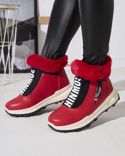 Sarkani sieviešu zābaki ar kažokādu Scherr- Footwear