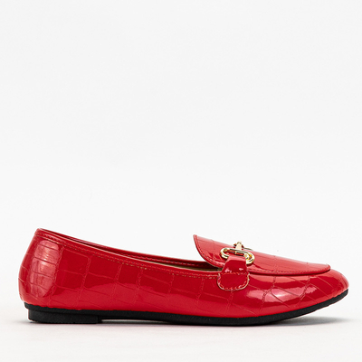 Red women's patent leather moccasins with embossing Cerilla - Footwear