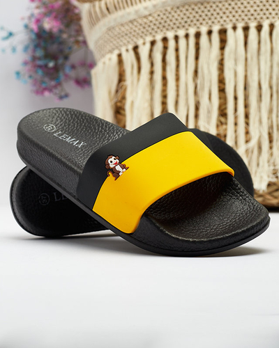 Royalfashion Yellow and black women's rubber flip-flops Lierigs