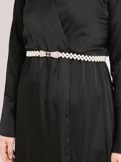 Callista pearl women's belt with a bow buckle - Italian-style elegance