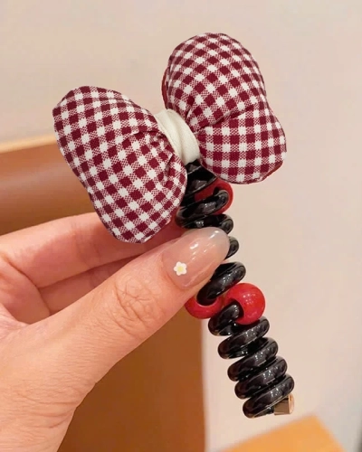 Royalfashion Hair Tie Coil with Bow Ribbon Coil