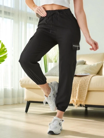Pantaloni Elenna Sportivi Lunghi Neri con Tasca