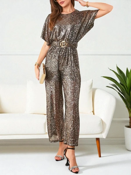 Royalfashion Long women's jumpsuit with sequins