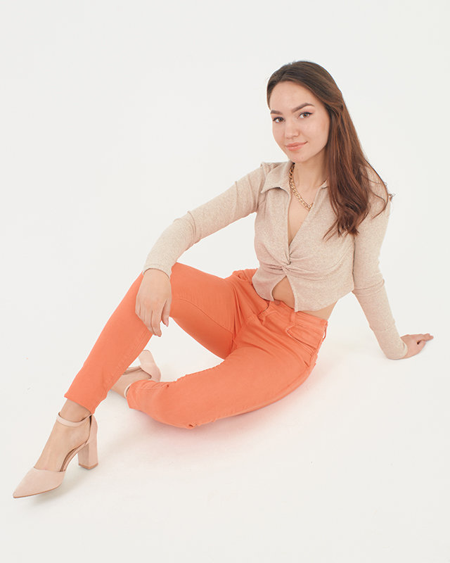 Red-orange women's mid-rise tube pants - Clothing