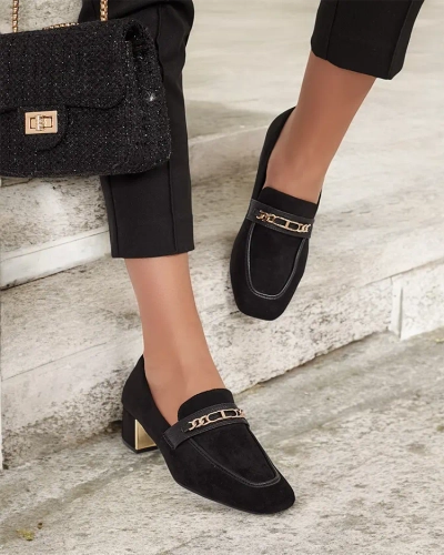 Royalfashion Elegant women's moccasins on a low post Oflem