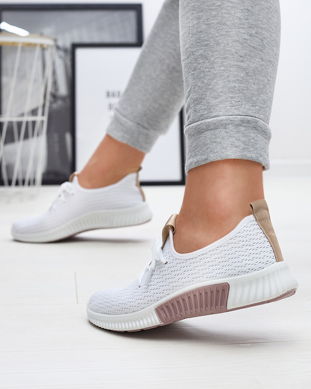 Balti sieviešu sporta apavi ar brūniem ielaidumiem Kedeti - Apavi