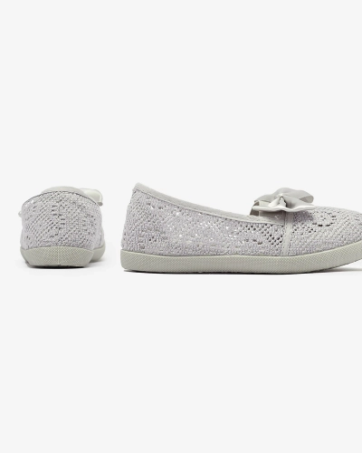 Girls' gray slip on sneakers with bow Sweet Life - Footwear