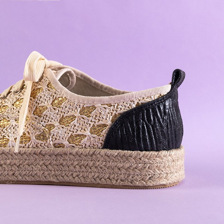 Beige women's sneakers a'la espadrilles Xaren - Footwear