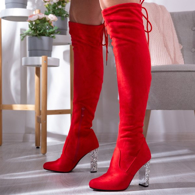 Czerwone kozaki na wyższym słupku Buenos - Obuwie