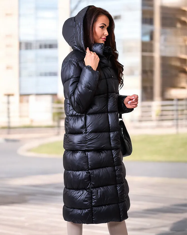 Royalfashion Melna sieviešu ziemas jaka