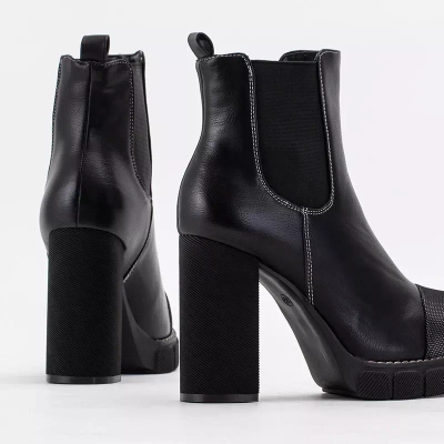 OUTLET Black women's boots on a high post by Naqiela - Footwear
