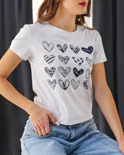 Royalfashion Women's Cotton T-shirt A Lot of Hearts