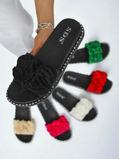 Royalfashion Женские шлепанцы на плоской подошве Flora Verde