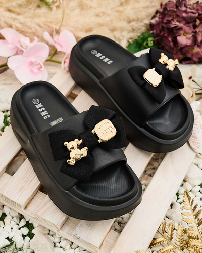 Royalfashion Sieviešu gumijas čības ar dekoratīvu loku Apis