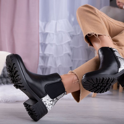 Black ankle boots on a low post by Clancy - Footwear
