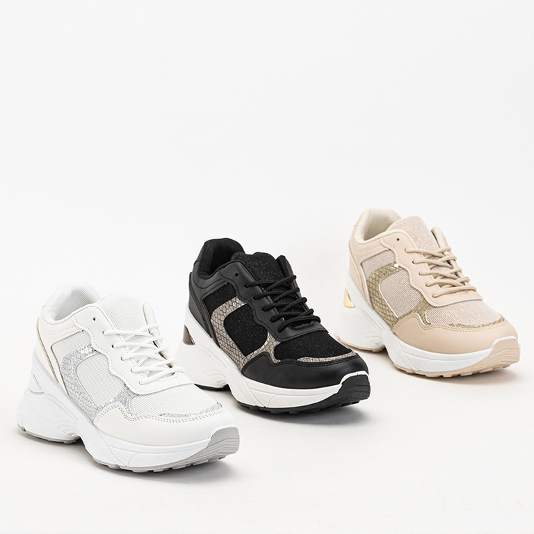 Beige Women's Sneakers with Hidden Anchor Waqsa - Footwear