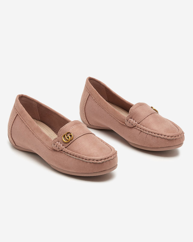 Dark pink women's moccasins on a low, covered wedge Lemira - Footwear