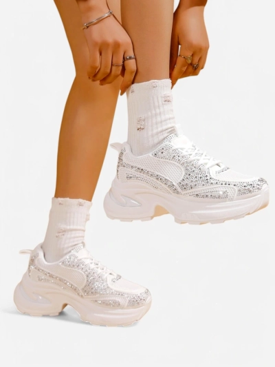 Женские спортивные кроссовки Royalfashion с камнями Bloss