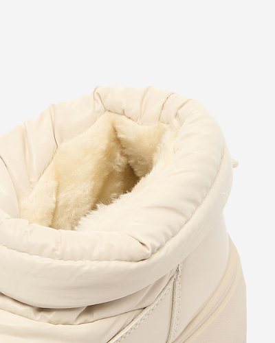 Royalfashion Women's slip-on snow boots in cream color Ademra