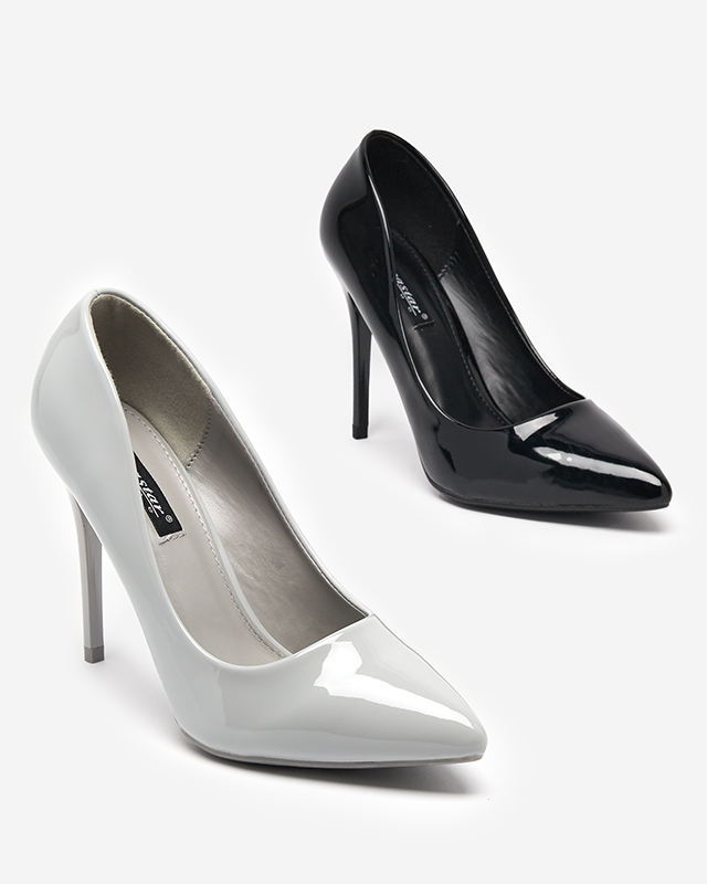 Gray women's lacquered pumps on a high heel Merier - Clothing