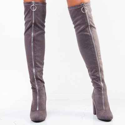 Gray boots with a zipper on the front Layla - Footwear