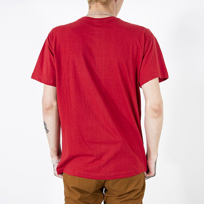 Red men's t-shirt with inscriptions - Clothing