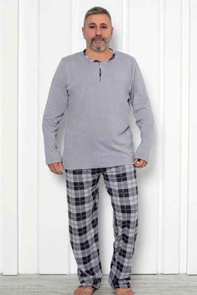 Royalfashion Men's checkered cotton pajamas PLUS SIZE
