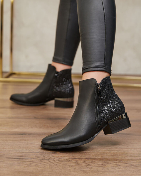 Royalfashion Черные женские сапоги с парчой Brosecco