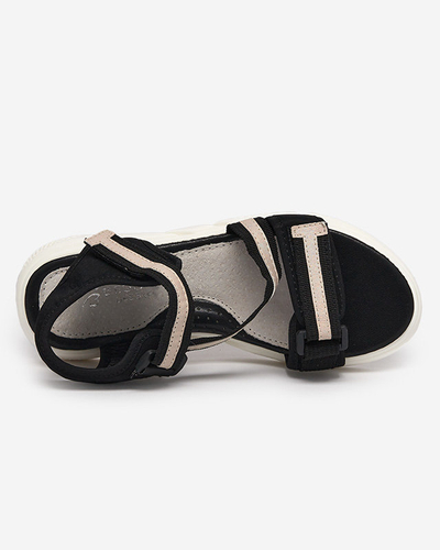 Black and beige children's sandals fastened with Velcro Modis - Shoes