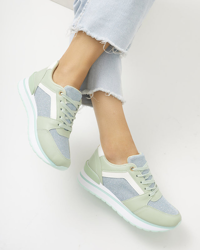 Green women's sports sneakers with glitter Berilan - Footwear