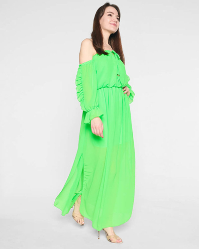 Women's neon green Spanish maxi dress - Clothing