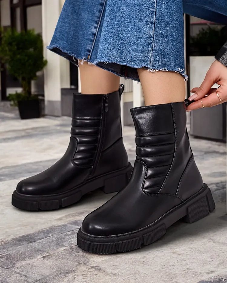 Royalfashion Sieviešu ekoloģiskās ādas īsas zābaki Borou