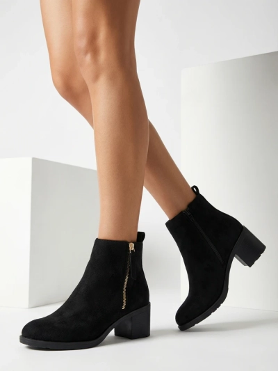 Royalfashion Melni eko zamšādas sieviešu zemie stiletto zābaki Rejerry