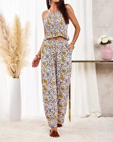 Royalfashion Sieviešu rakstains komplekts bēšā krāsā