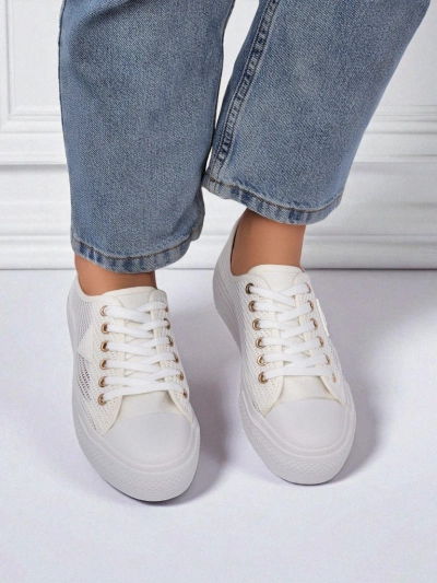 Women's White Ariadne Mesh Sneakers – Breathable Flat Sole Sneakers