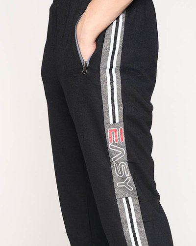 Men's black sweatpants with inscriptions - Clothing