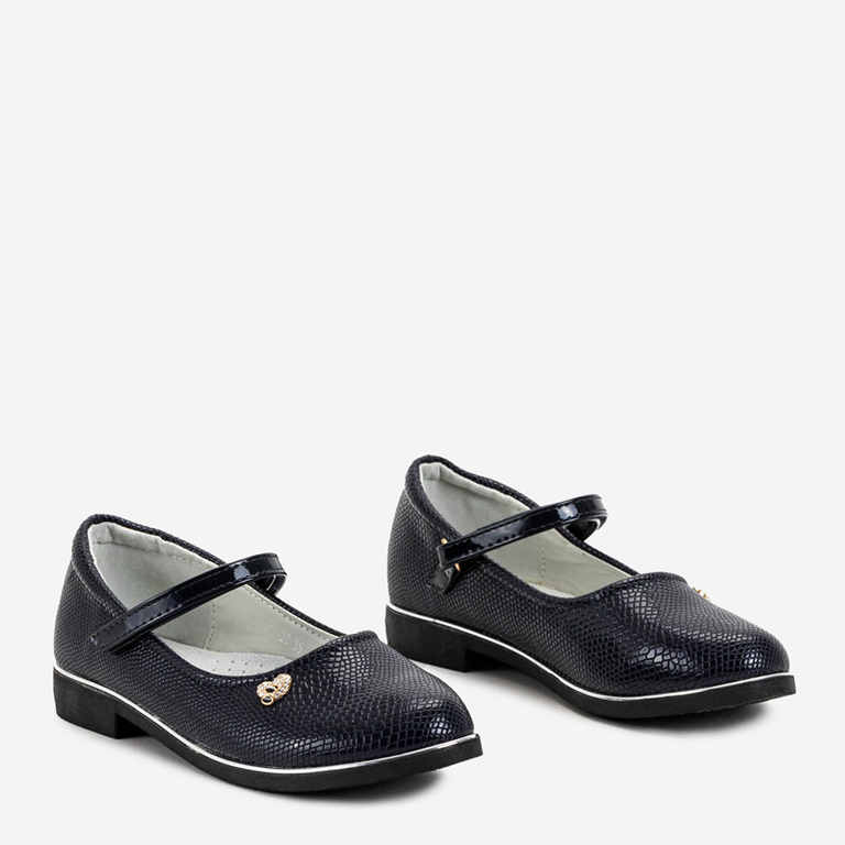Navy blue girls' ballerinas with Doubi strap -