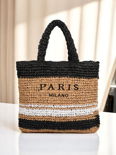 Royalfashion Большая женская соломенная сумка Paris Stripe