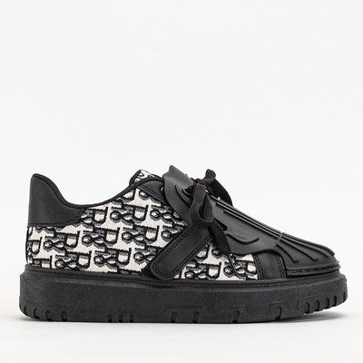 Black sports women's sneakers with Ibibis print - Footwear