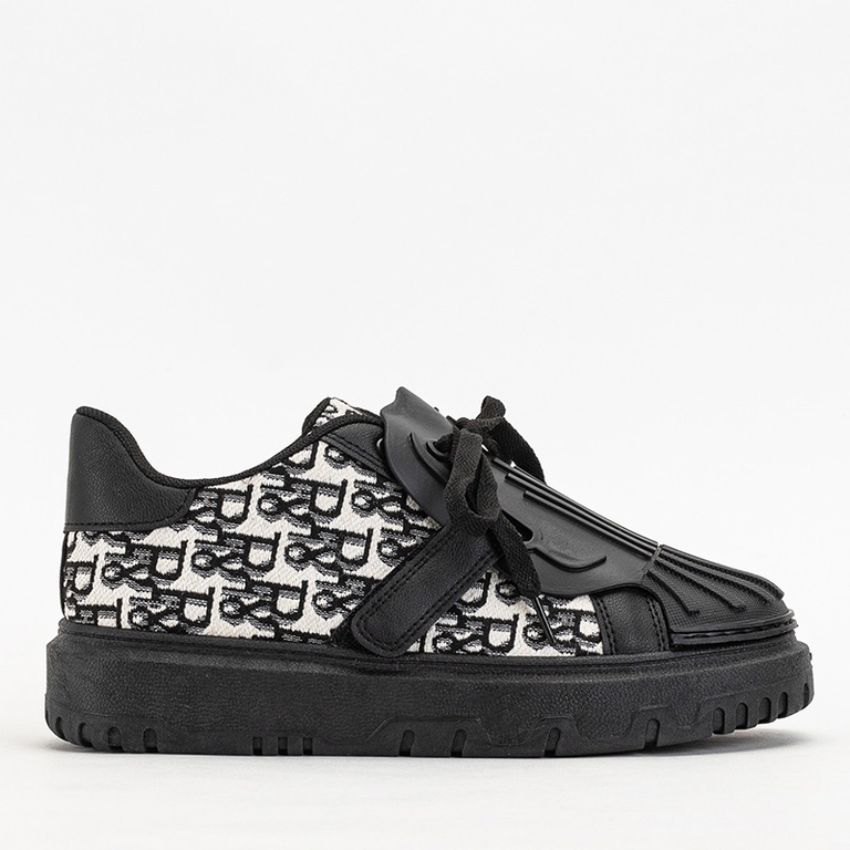 Black sports women's sneakers with Ibibis print - Footwear