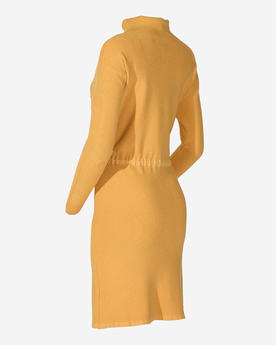 Yellow ladies turtleneck sweater dress - Clothing