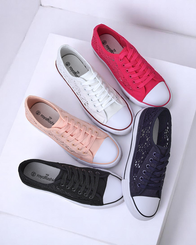 Rosa Kalipso-sneakers for kvinner Stoff - åpne sneakers med flat plattform