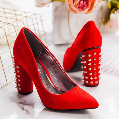 Red studded pumps on a higher post Madderse - Footwear