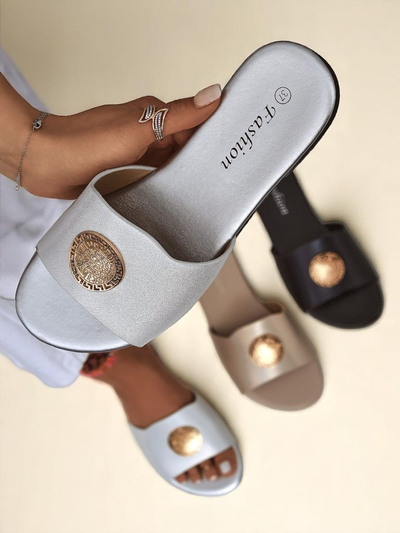 Royalfashion Women's Flat Golden Slip On Sandals