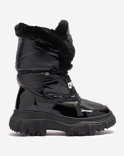 Women's snow boots on a flat sole in black Sapollo- Footwear