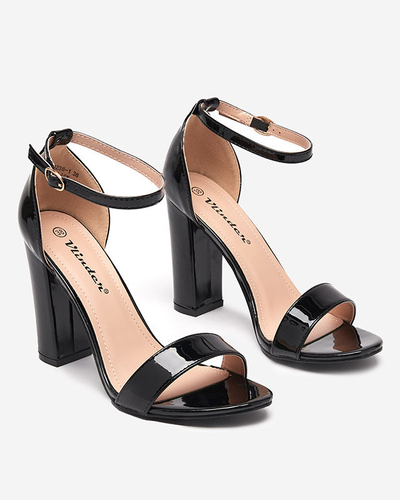 Black women's sandals on a higher post Rosdoo- Footwear