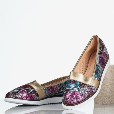 Women's multicolored ballerinas with a gold Nasulsha finish - Footwear