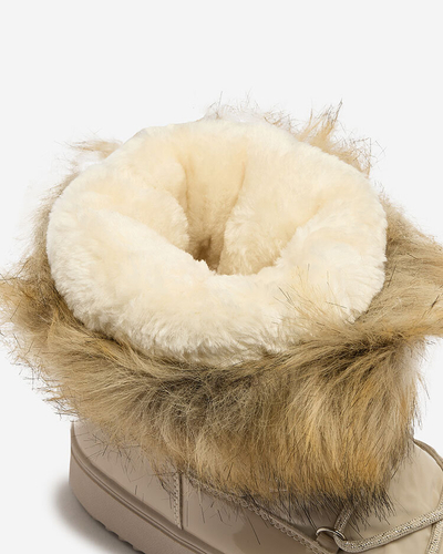 Royalfashion Beige slip-on zābaki a'la sniega zābaki sievietēm Gomllo