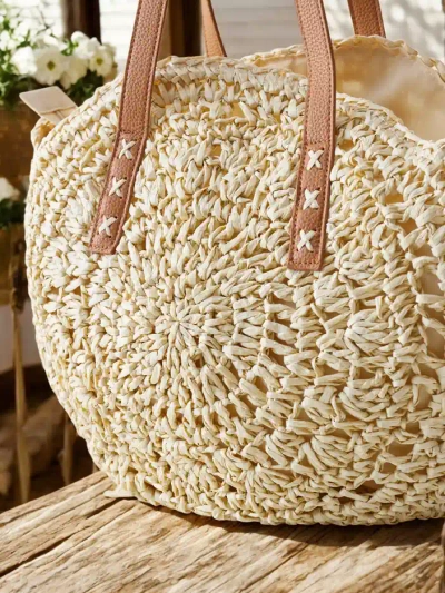 Royalfashion Large oval straw handbag for women